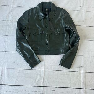 House of Harlow 1960 Dark Green Faux Leather Jacket medium